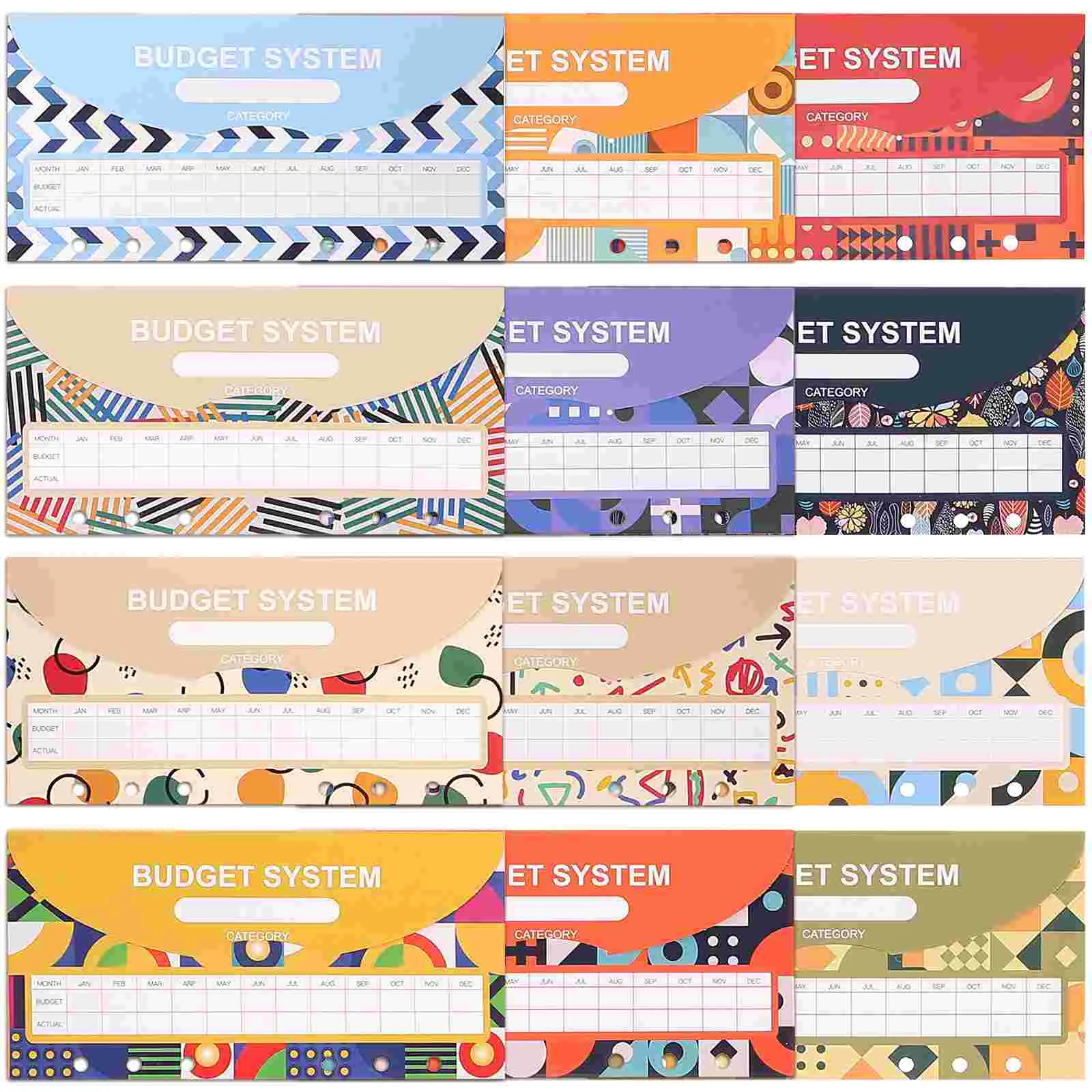 

12 Pcs Notebook Budget Card Pattern with Hole Cash Plan Consumption Envelope Accounts Paper Envelopes for Budgeting