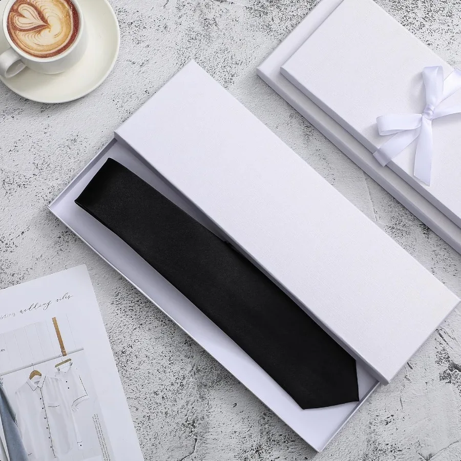 24 Pack White Cardboard Gift Wrap Tie Boxes