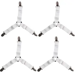 4-Piece Adjustable Dual Clip Sheet and Cover Fasteners with Anti-Slip Feature (Style A white)