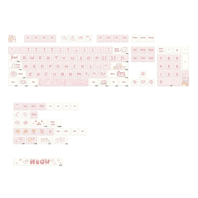 

Pink Cat Keycap DyeSublimation PBT Material XDA Keycaps 133 Keys ForMX Switches Mechanical Keyboards White H7EC