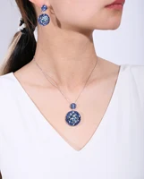 GEM'S BALLET Topaz Jewelry London Blue Topaz Statement Pendant Necklace in 925 Sterling Silver Handmade Double Circle Necklace - Image 3