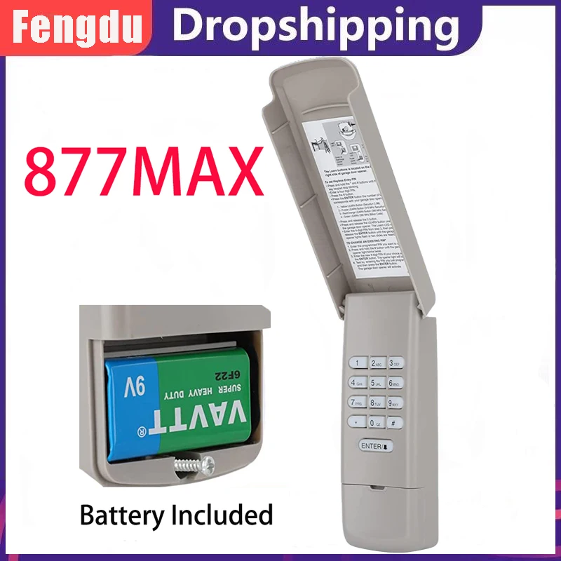 877MAXKeypadWirelessWaterproofGarageDoorOpenerEntrySystem