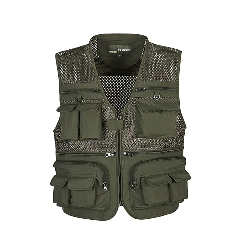 Outdoor Fishing Vests Quick Dry Breathable Multi Pocket Mesh Jackets Photography Hiking Vest