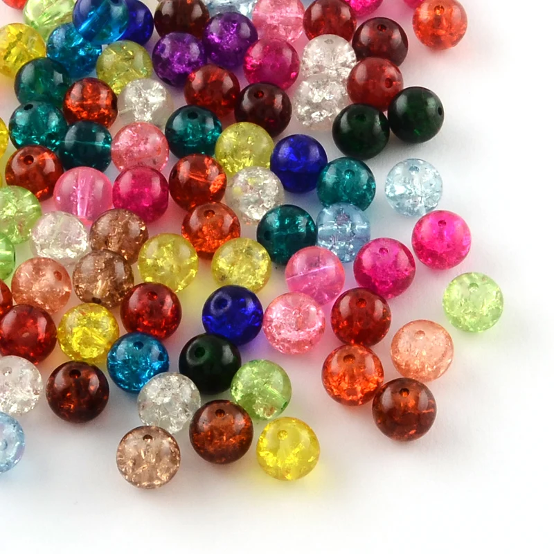 

Transparent Crackle Glass Beads Round Mixed Color 9x10x9.5mm Hole: 1mm about 350pcs/500g