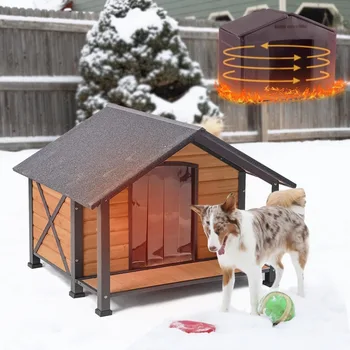 Outdoor Dog House,Weatherproof Wooden Dog Shelter