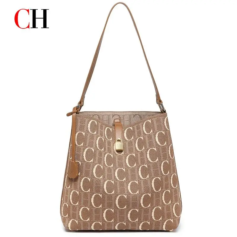 Borsa Hobo Vintage con Monogramma, Borsa a Spalla da Donna di Design con Chiusura in Metallo, Resistente e Versatile per Lavoro/Weekend