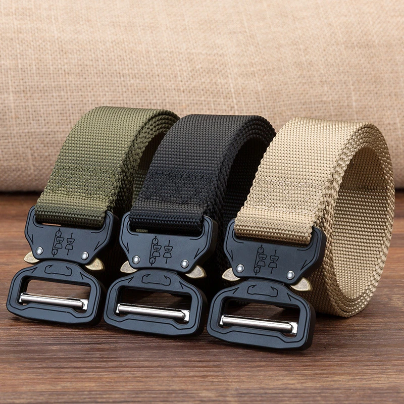 timberland belt Tactical Belt Military Nylon Belts Men Army Style Metal Buckle Cinturon Quality Waist Strap Outdoor Automatic Waistband 125CM fish belt