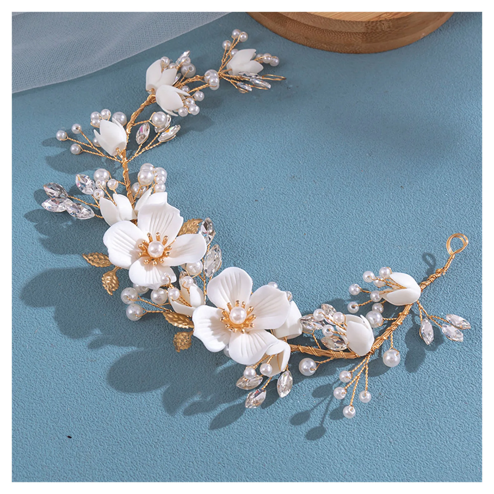 

Flower Hoop Headbands for Women Anti-Slip Rhinestones Decorative Headband for Birthday Stage Party Hairstyle Making