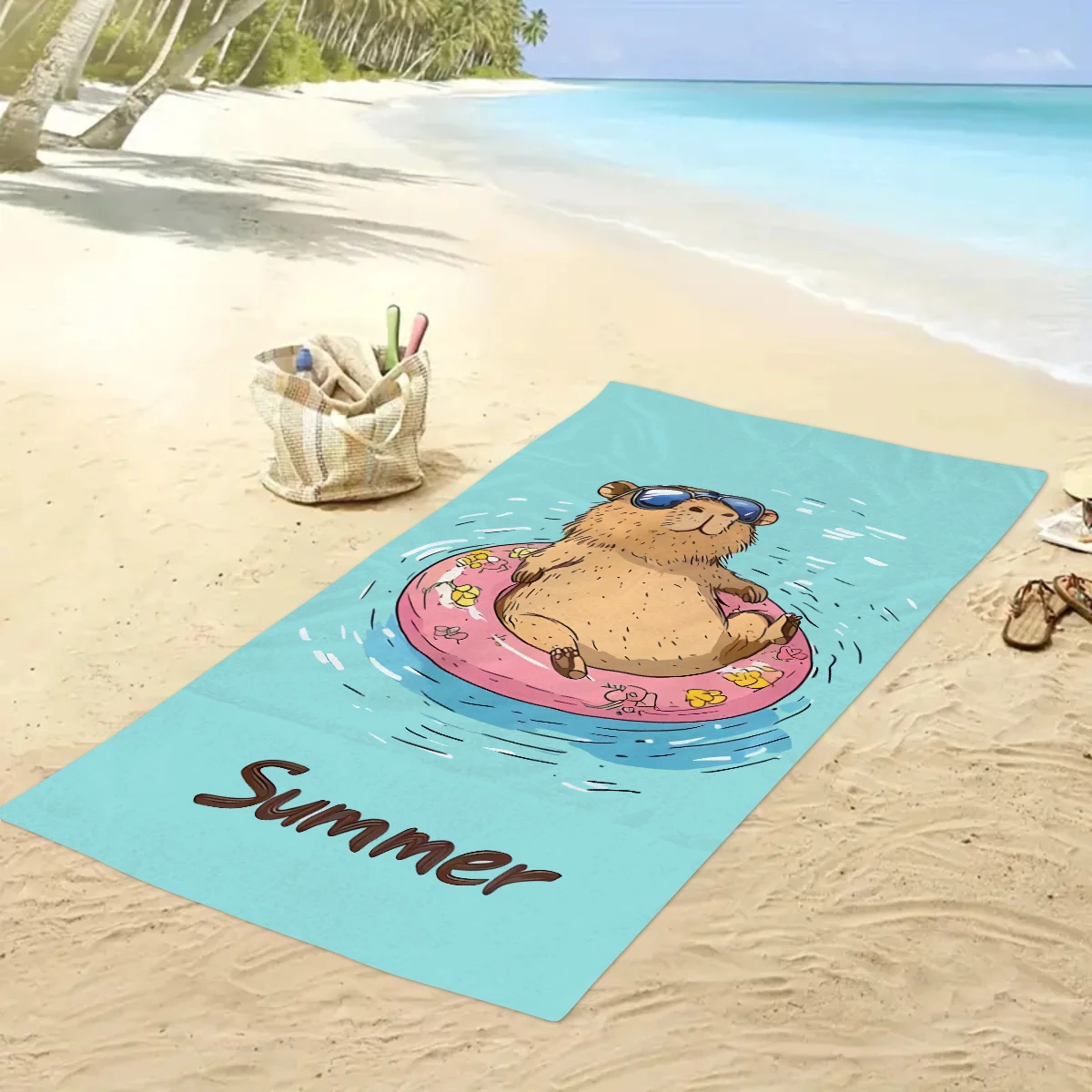Cute Dolphin Beach Towel Quick Drying Microfibre Swimming Towel_voghion.com