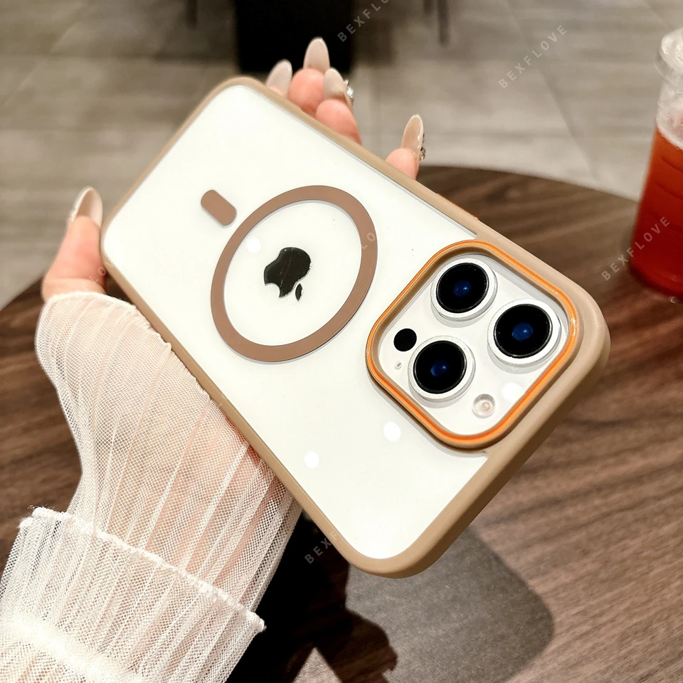 Crystal Clear Magnetic Phone Case with Shockproof Protection and Magsafe Wireless Charging Compatibility