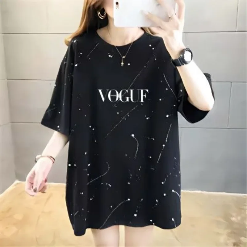 

Футболка женская с коротким рукавом, уличный Повседневный Свободный Топ с надписью, универсальная модная трендовая одежда, большие размеры, на лето