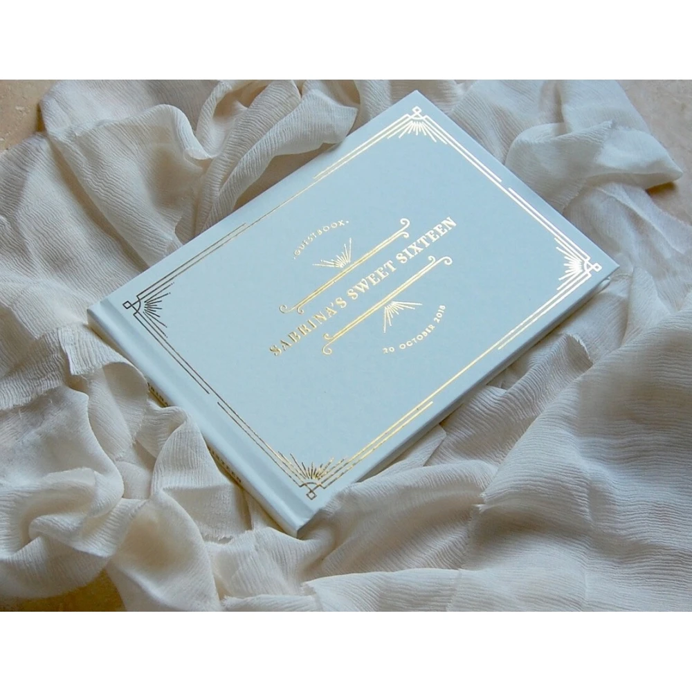 

Gatsby Quinceanera Гостевая книга сладкий шестнадцать Гостевая книга из белой золотой фольги Гостевая книга на заказ Фотокнига