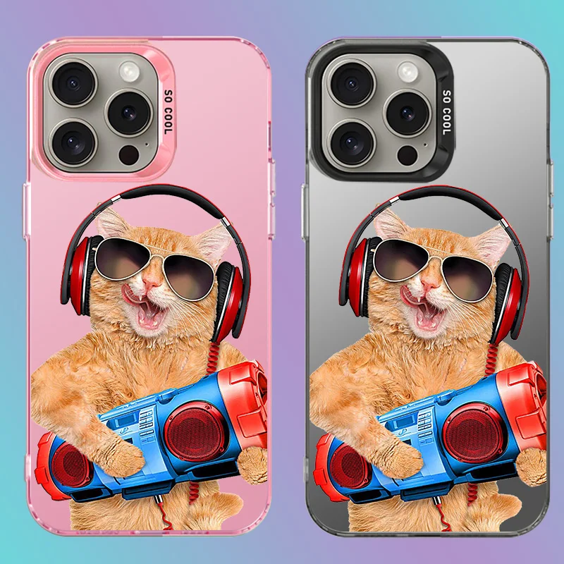 Custodia Per Iphone X 7 8 Plus Xr Xs Max 10 Cover Morbida Per Telefono Cat Play Music