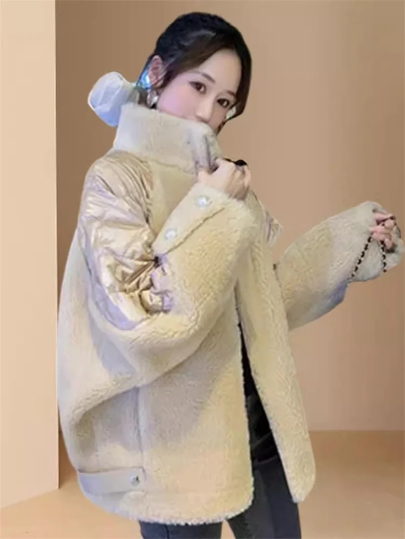 2023 Autumn Winter New Loose fitting Cotton Clothes Cotton Clothes Women Outwear European Checkered Down Cotton Coat Lightweight