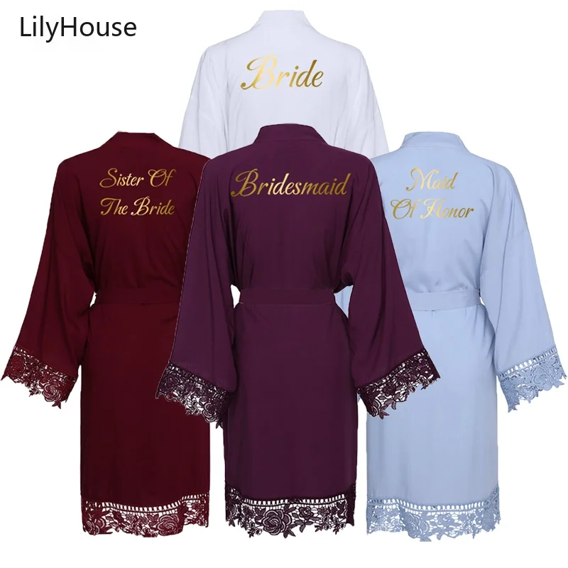 

Rayon Cotton Robe Lace Robe Bride Robe Bridesmaid Robes Women Wedding Bridal Robe Bathrobe White Robes Burgundy