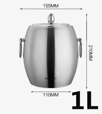 304 1L 2L oval Ice Bucket Wine Coolers Stainless Steel Double Wall Champagne beer whisky Bucket Keg Bar Accessories home bars ice bucket