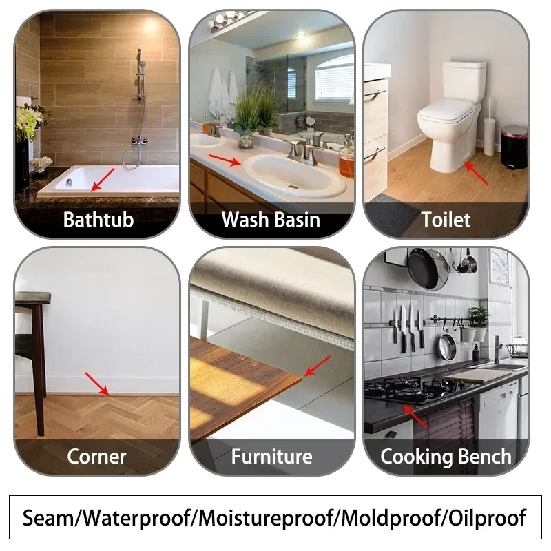 Description Picture 3 of item1/2/5rolls Shower Bath Sealing Tape Strips for Bathroom Kitchen Seal Caulk Strip Sink PVC Self Adhesive Waterproof Wall Sticker