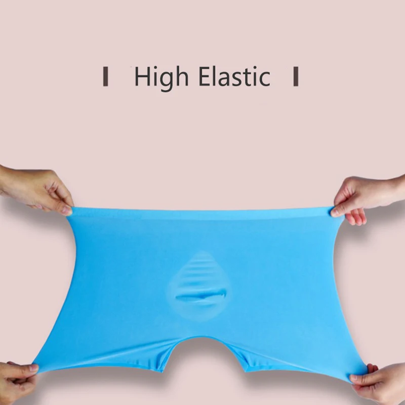 CLEVER-MENMODE Mens Sexy Soft Breathable Boxer Shorts See Through Transparent Underwear Exotic U Penis Pouch Ice Silk Lingerie