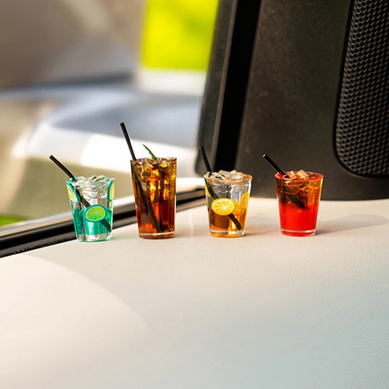 Car Decoration Accessories Funny Mini Drink Cup Car Ornaments Cute Simulation Iced Americano Iced Tea Drink Car Center Console Decorations Diy Crafts Gifts