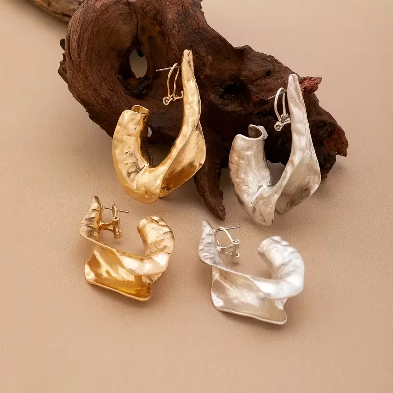 Exaggerated Creative Irregular Geometric Teardrop Shaped Earrings for Women Vintage Earring Party Jewelry Gifts