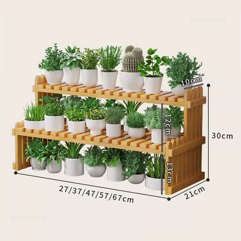 Display New Shelf for Window Display Modern Small Double-layer Plant Stand Luxury Minimalist Bamboo Flowerpot Holder for Desktop