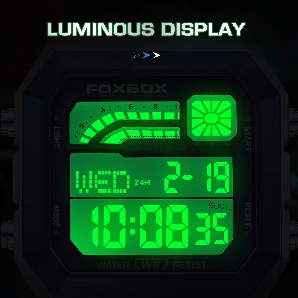 Original FOXBOX Men Watch Fashion Creative Square Digital Watches For Men Casual Waterproof Luminous Men's Electronic Wristwatch