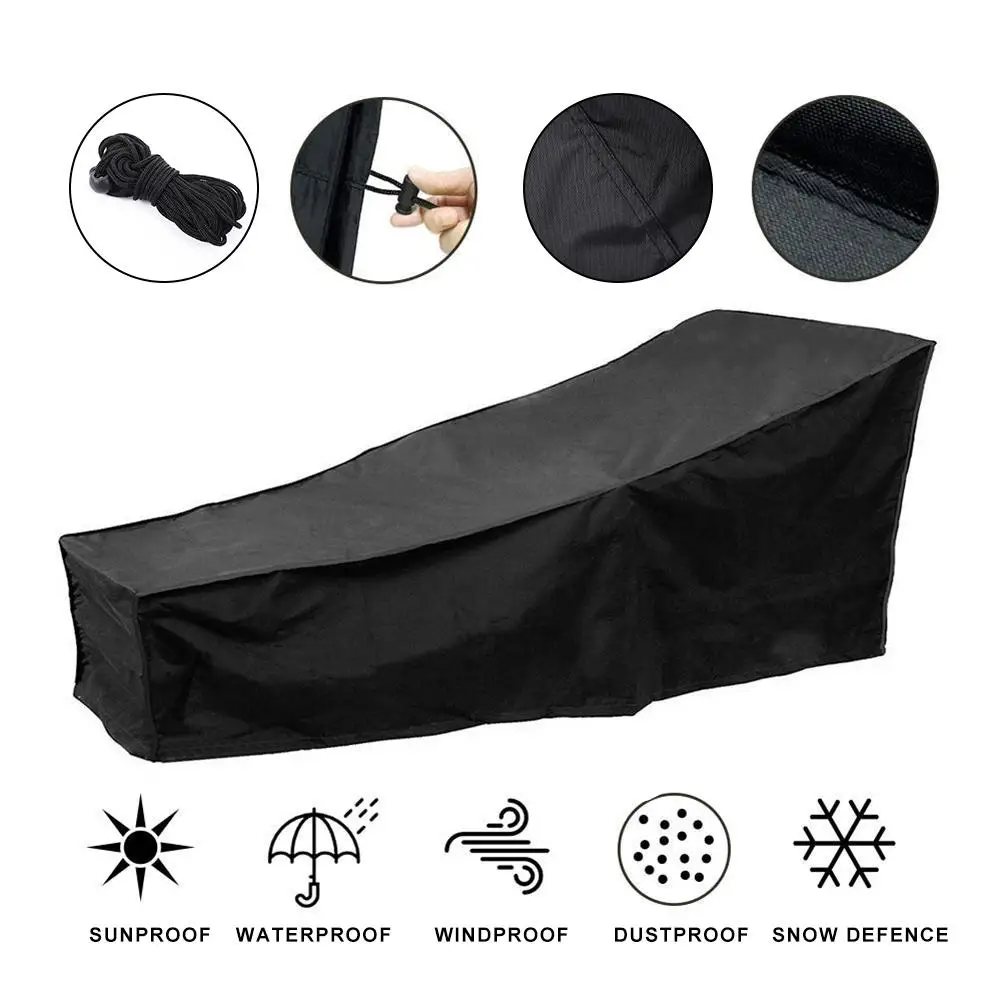 Chaise Lounge Cover Waterproof Lounge Chair Recliner Protective Cover for Outdoor Courtyard Garden Patio 3