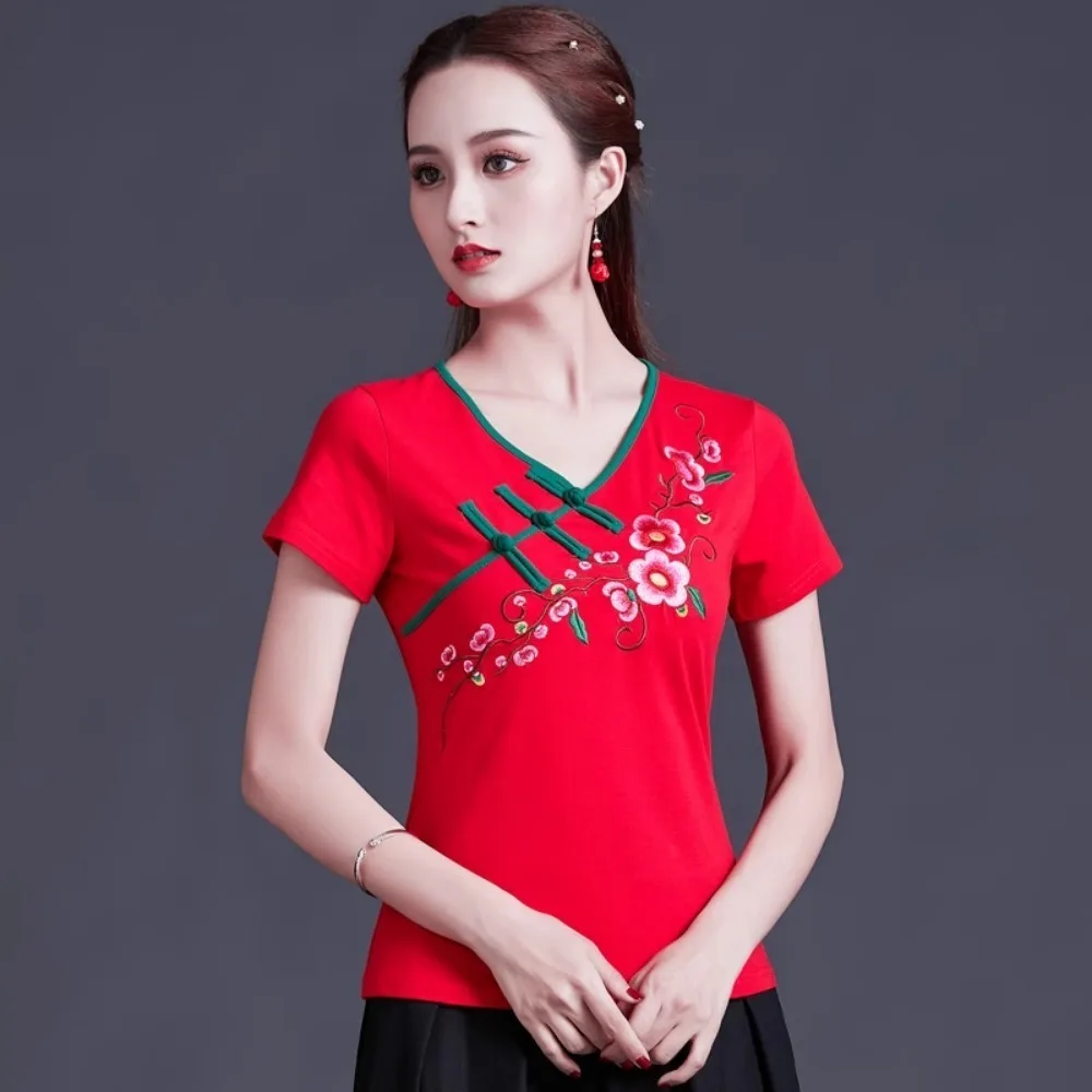 Chinese Shirt Traditional Chinese Clothing for Women Tops Fashion Clothes Vintage Summer Ethnic Style Embroidery Cotton Harajuku
