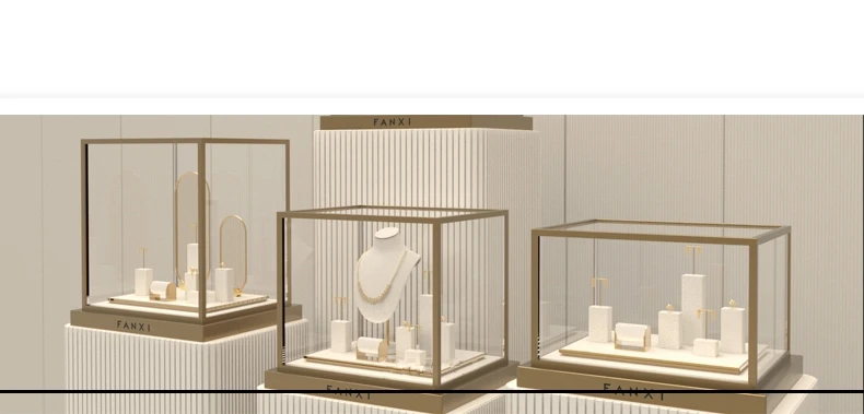 Oirlv Display Schmuckhalter Ständer Beige Stilvolle Uhr Ring Ohrringe Armreif Halskette Schmuck Display Ständer für Store Vitrine – Detail 19