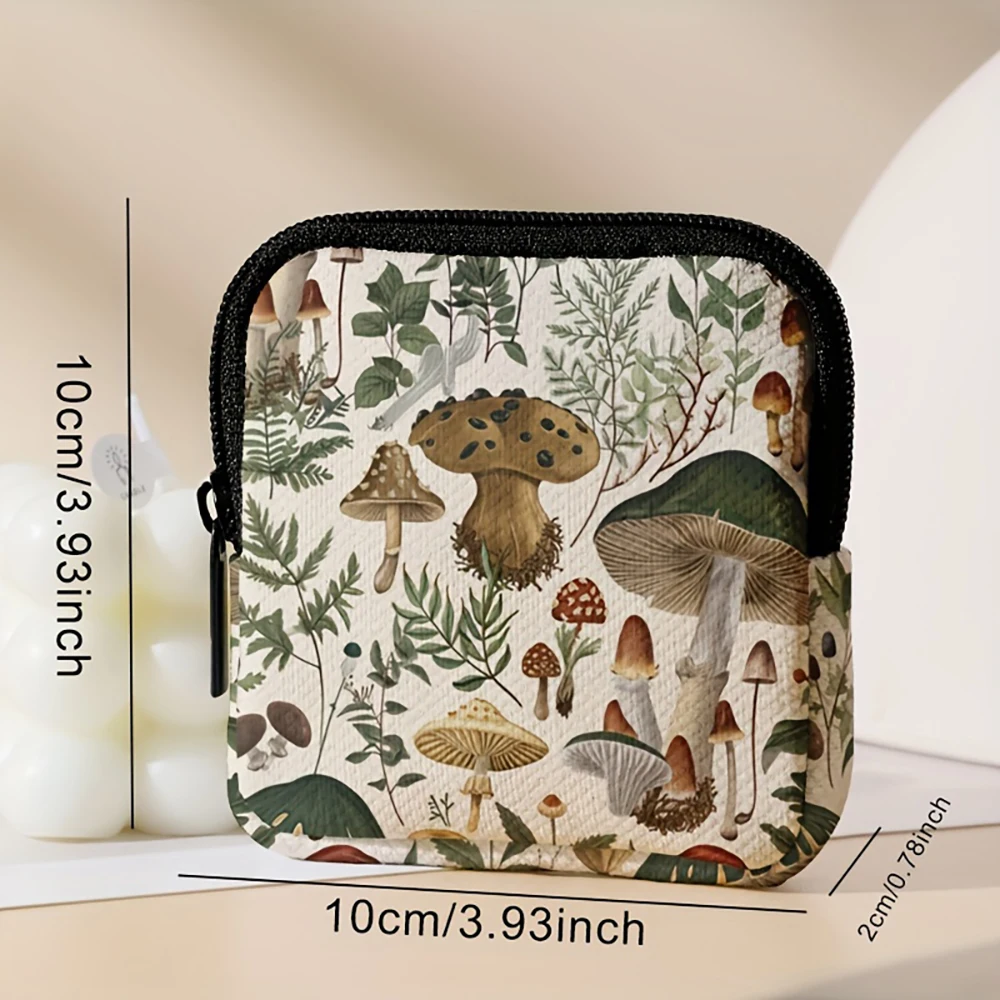 1pc，Mushroom patterned large capacity coin wallets, digital printed coin wallets, and storage bags are ideal choices for gifts