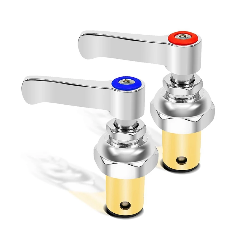 

TOP Handle Stem Assembly Fits For Brass Faucets Replace,Blue-Cold And Red-Hot Side Spindle Assembly Valve Replacement Part