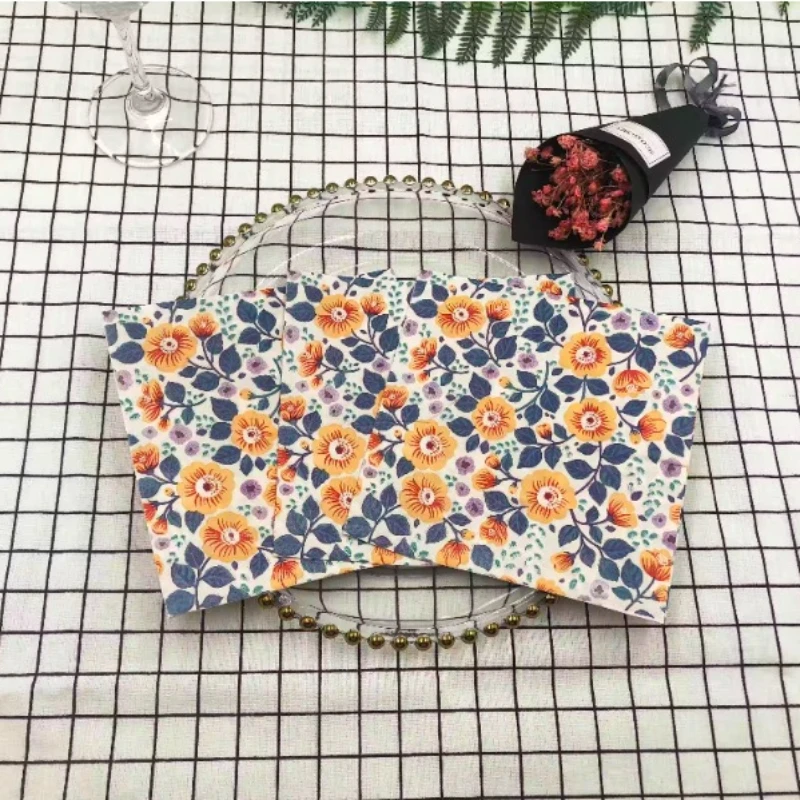 Colorful Printed Napkins Orange Flower 2-Ply Facial Tissue Paper Wedding Wine Glass Decoration Table Setting Paper 20pcs/pa 33cm