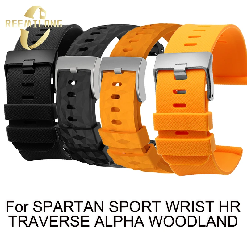 Silicone rubber resin watch strap 24mm sports waterproof black