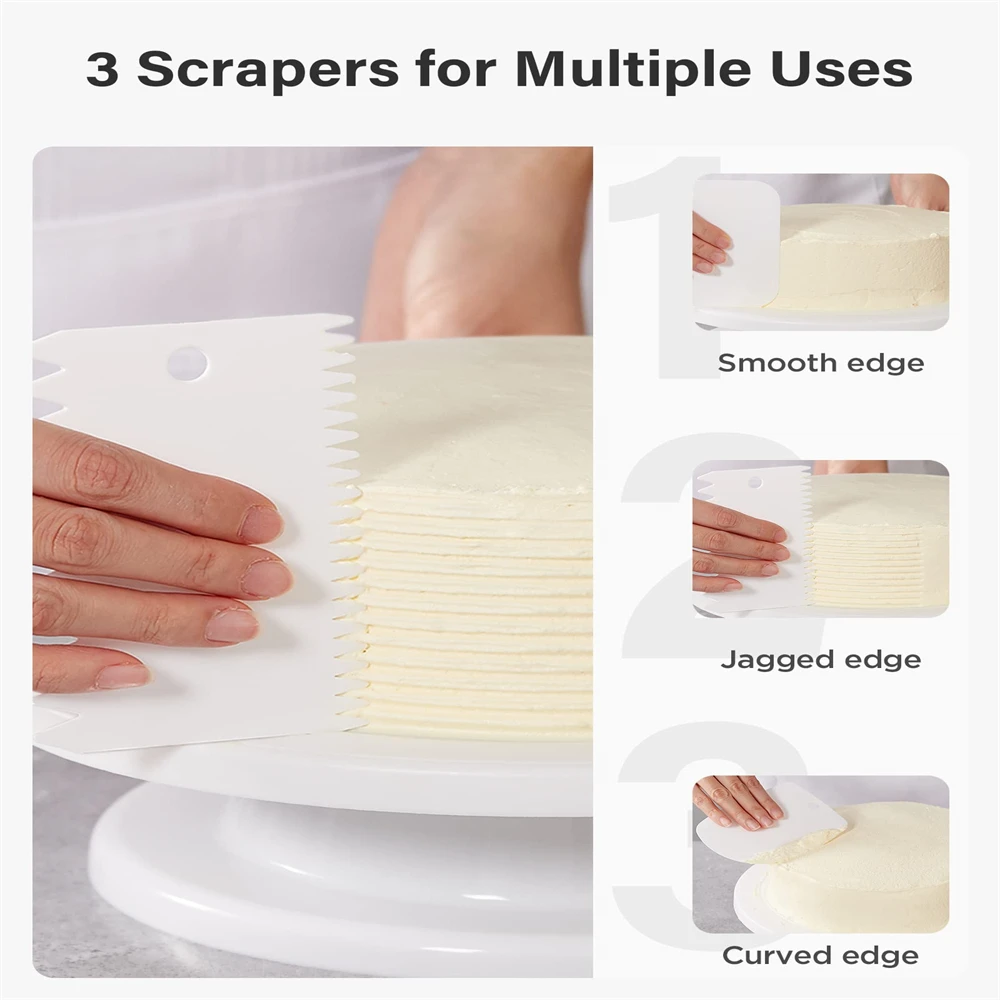 Cake Turntable Baking Supplies Cake Tools Rotating Bearing Turntable 6Pcs/Set Plastic Cake Turntable Rotating Cake Plastic Dough Pastry Decorating Cream Stand Rotary Table DIY Pan Baking Tool