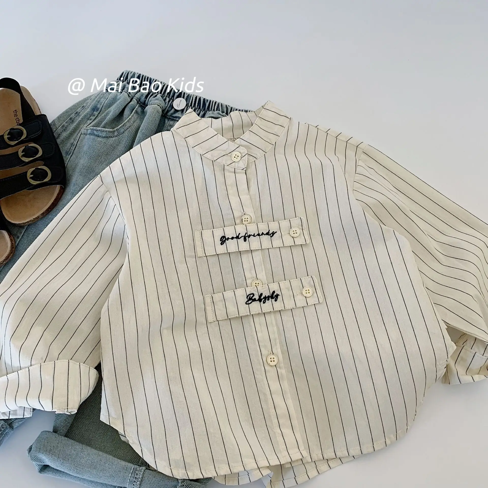 Children Clothes Kids Long Sleeve Shirt Spring Boys Casual Embroidered Striped Shirt Korean Style All Match Kids Top Trend
