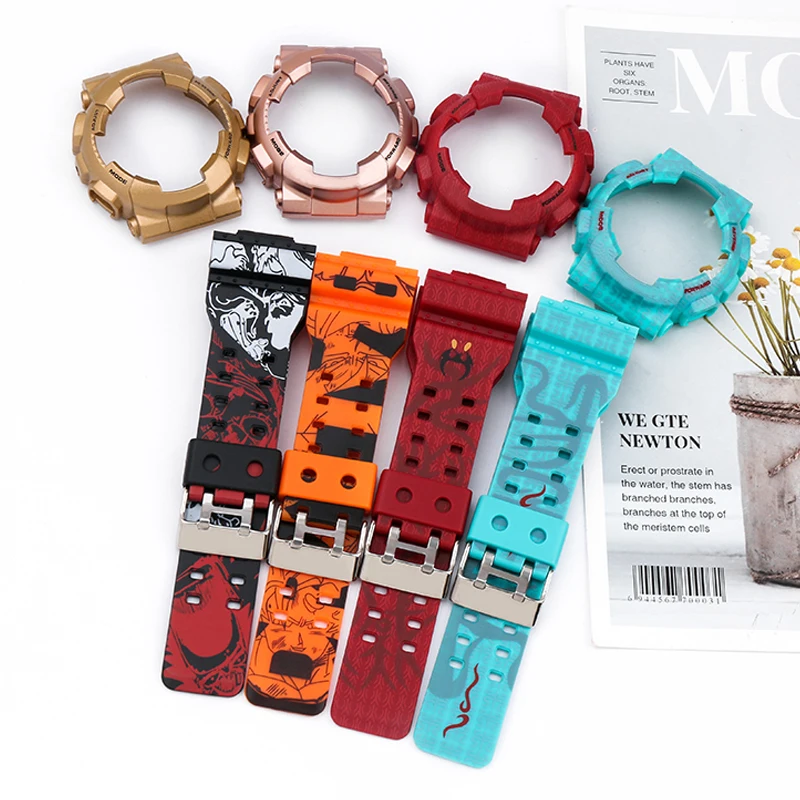 Co-name Men's Resin strap case for Casio G-Shock GD GA110 120 140 GAX100 GLS Sports Waterproof watch band Strap accessories