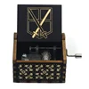 Hand-cranked music box, retro engraving, exquisite painting, attacking giants, the same creative ornament, wooden music box 5