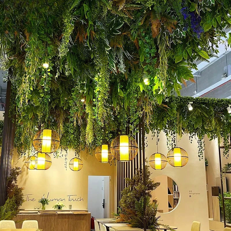 ArtificialGreenPlantTactileFernLintelCeilingWallHangingDisplay