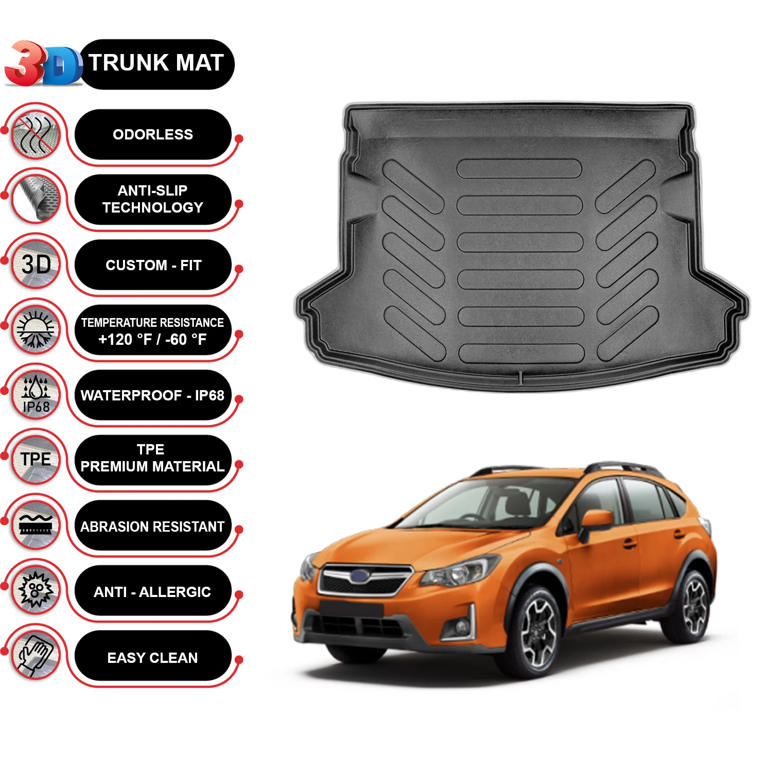 

Subaru XV 2013-2022 Cargo Liner Rear Trunk Floor Mat