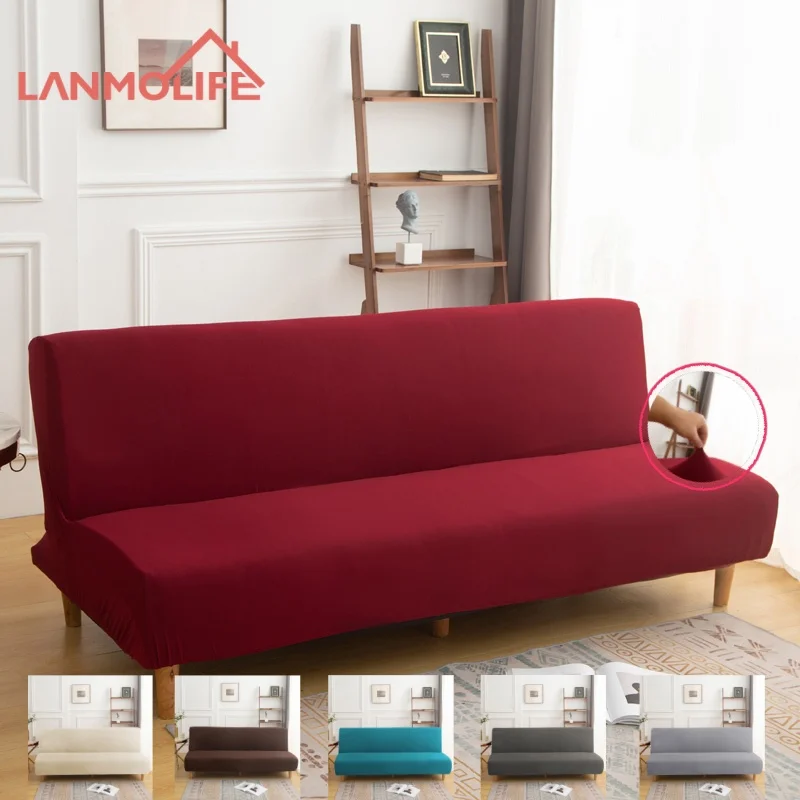 LANMOLIFE Sofa Bed Cover Solid Color Armless Sofa Decoration Removable Clean Futon Covers Banquet Hotel Home Decoration Sofa Cover