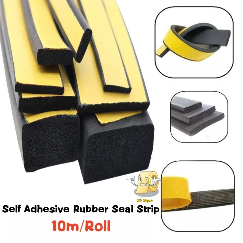 Ruban mousse autocollant - 25 mm x 10 mm x 2 m - Bande d'étanchéité en caoutchouc