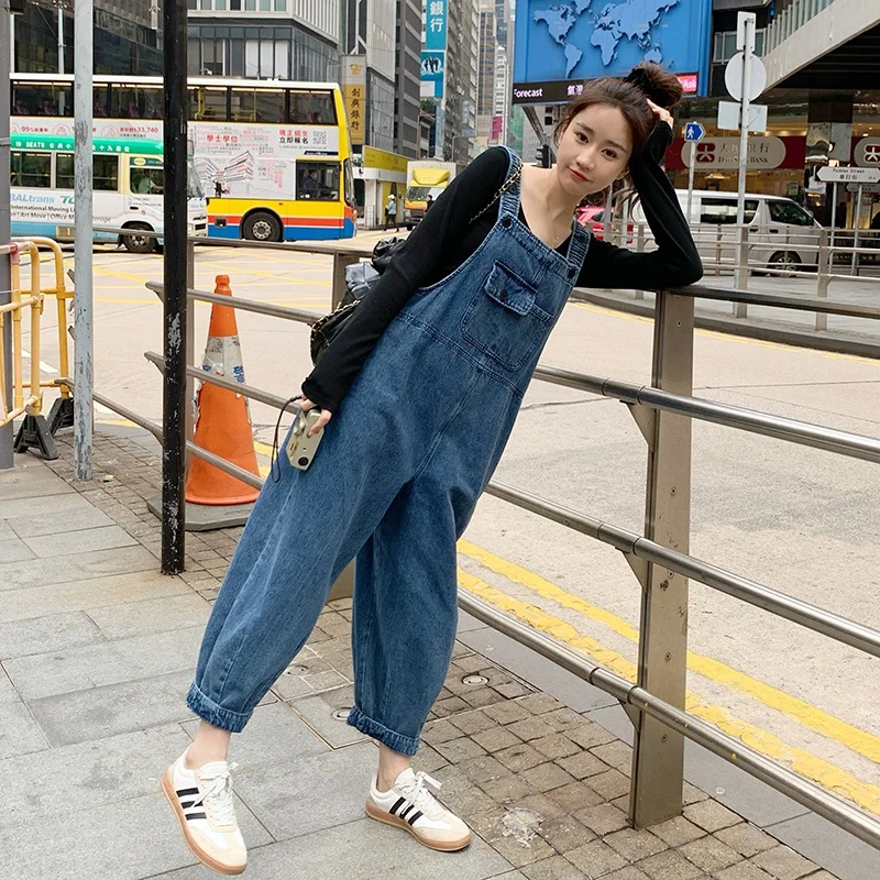 

Women Strap Jeans Overalls 2023 Spring Summer New Women Streetwear Hip Hop Loose Casual Braces Denim Pants Bib Rompers 1823