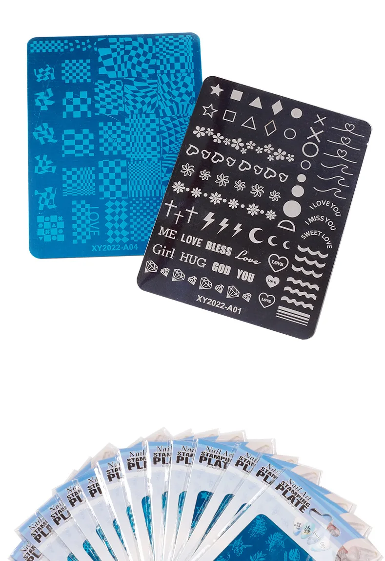 Description Picture 4 of itemLove Heart Tips Nail Stamping Plates Stencil Forms Geometry Flowers Leaf Tips Nail Art Stamp Templates Gel Polish Printing Plate