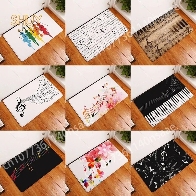 

Musical Piano Note Print Hallway Entrance Doormat Geometric Pattern Bathroom Carpet Home Decor Absorbant Kitchen Floor Rug