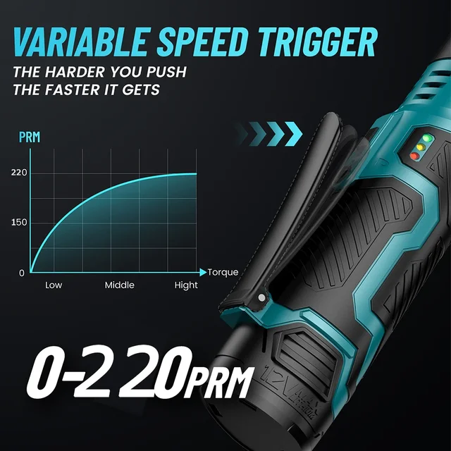 Seesii 3/8 ''55Nm Chiave elettrica a batteria 6'' Chiave a cricchetto estesa Chiave angolare elettrica Driver Set di strumenti di riparazione automatica 12V 4