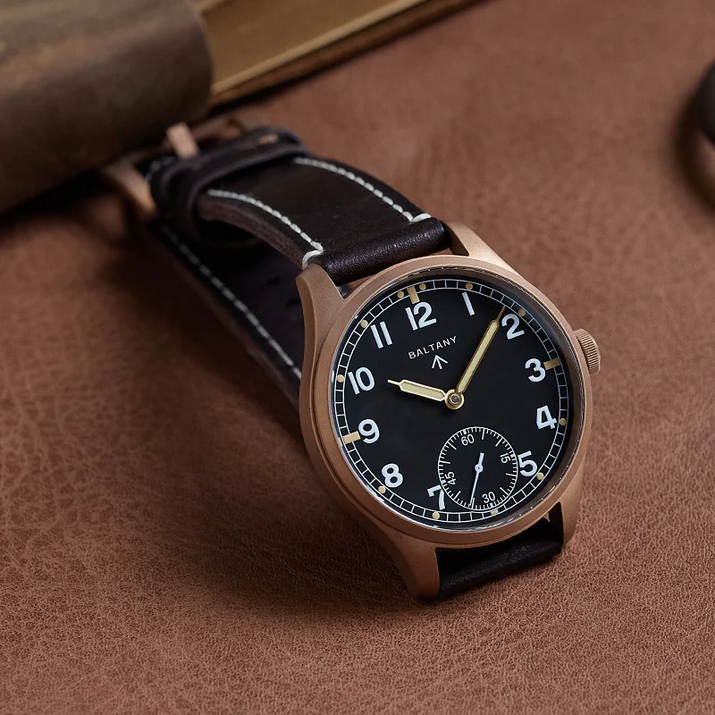 Baltany špinavý tucet homage hodinky 42mm ciferník racek ST3620 manuál mechanická 50M vodotěsný retro bronz D12 vojenství muži hodinky