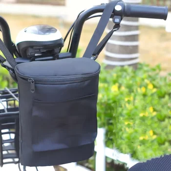 Borsa da manubrio per bici di grande capacità: tessuto Oxford resistente con tracolla regolabile, cerniera frontale per biciclette e motocicli