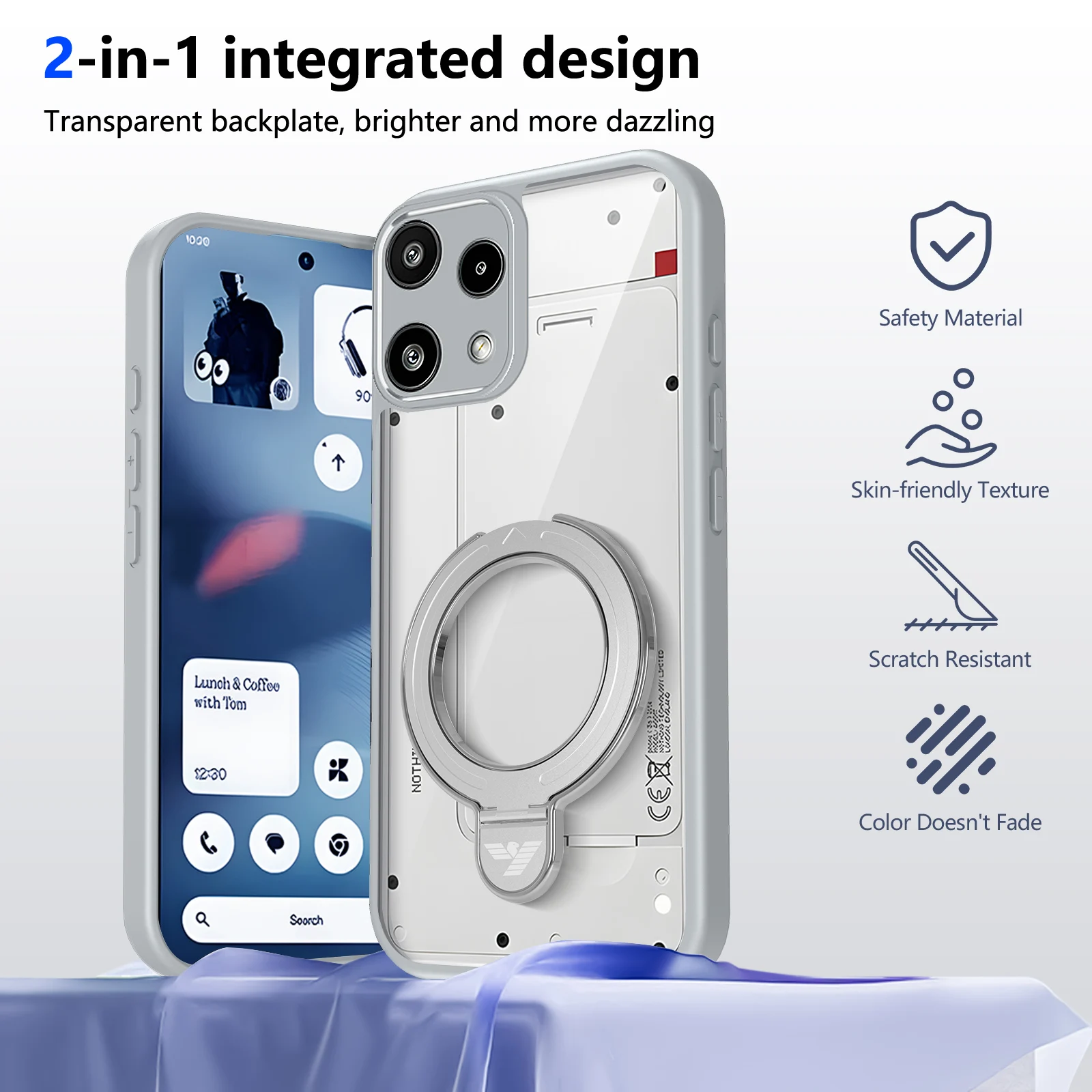 Stylish Transparent Magnetic Stand Back Cover