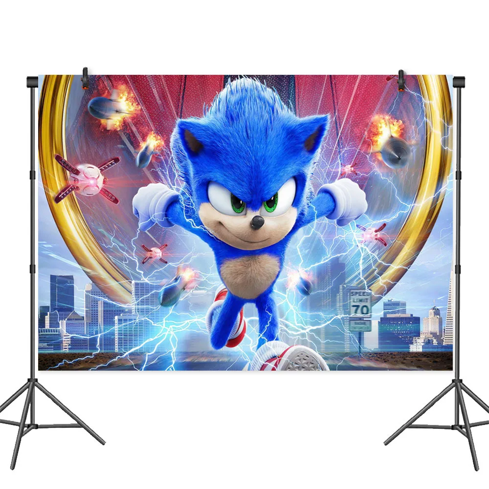 Juego sorpresa Sonic Kid fiesta de cumpleaños familiar suministros desechables pancarta colgante para pastel globos de bandera Sonic Set decoración de cumpleaños
