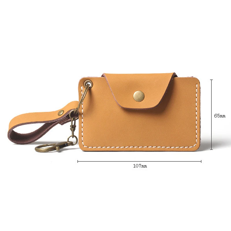 Premium Cowhide Leather RFID Blocking Card Holder – Slim Multi-Pocket Wallet with Keychain